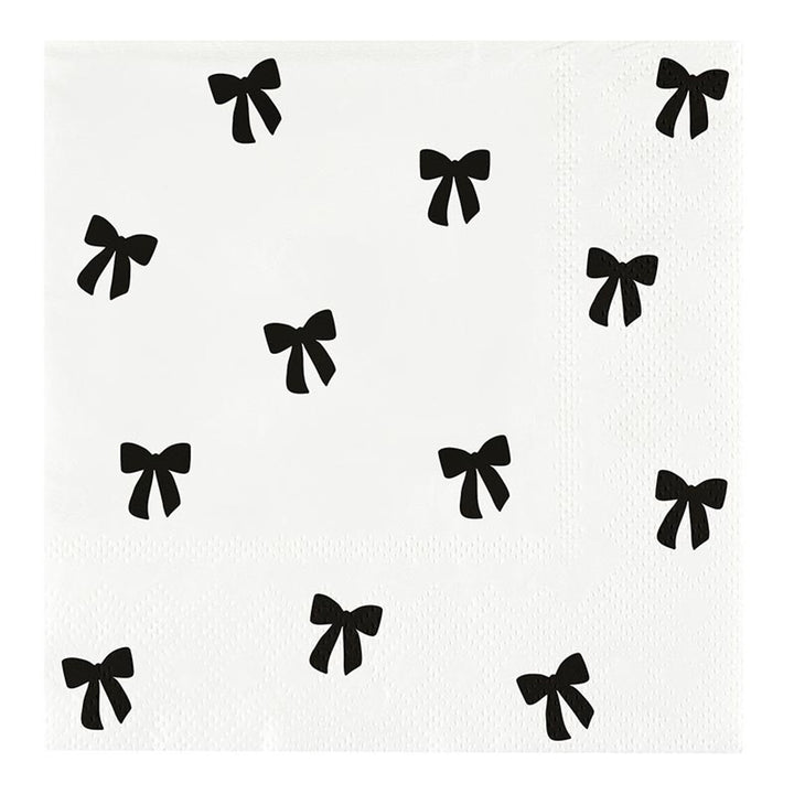 Ceramic Napkin Tray + Napkins Set: Features white napkins with black bow tie pattern. Available sizes: Standard.