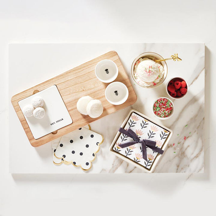 Ceramic Napkin Tray + Napkins Set: Elegant, functional tray with coordinating napkins. Sizes available: Standard.