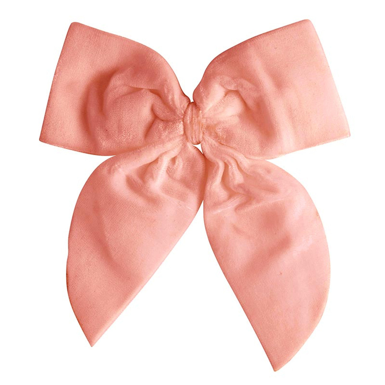 The Velvet Wine Bottle Bow is a large, soft pink handcrafted accessory with wide tails.