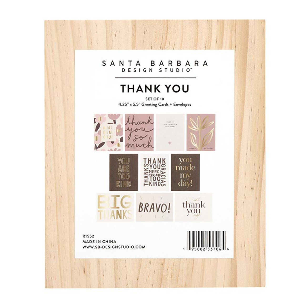 Greeting Card Set with Wood Box - Thank You