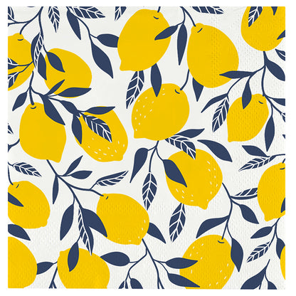 Ceramic Napkin Tray + Lemon Napkins