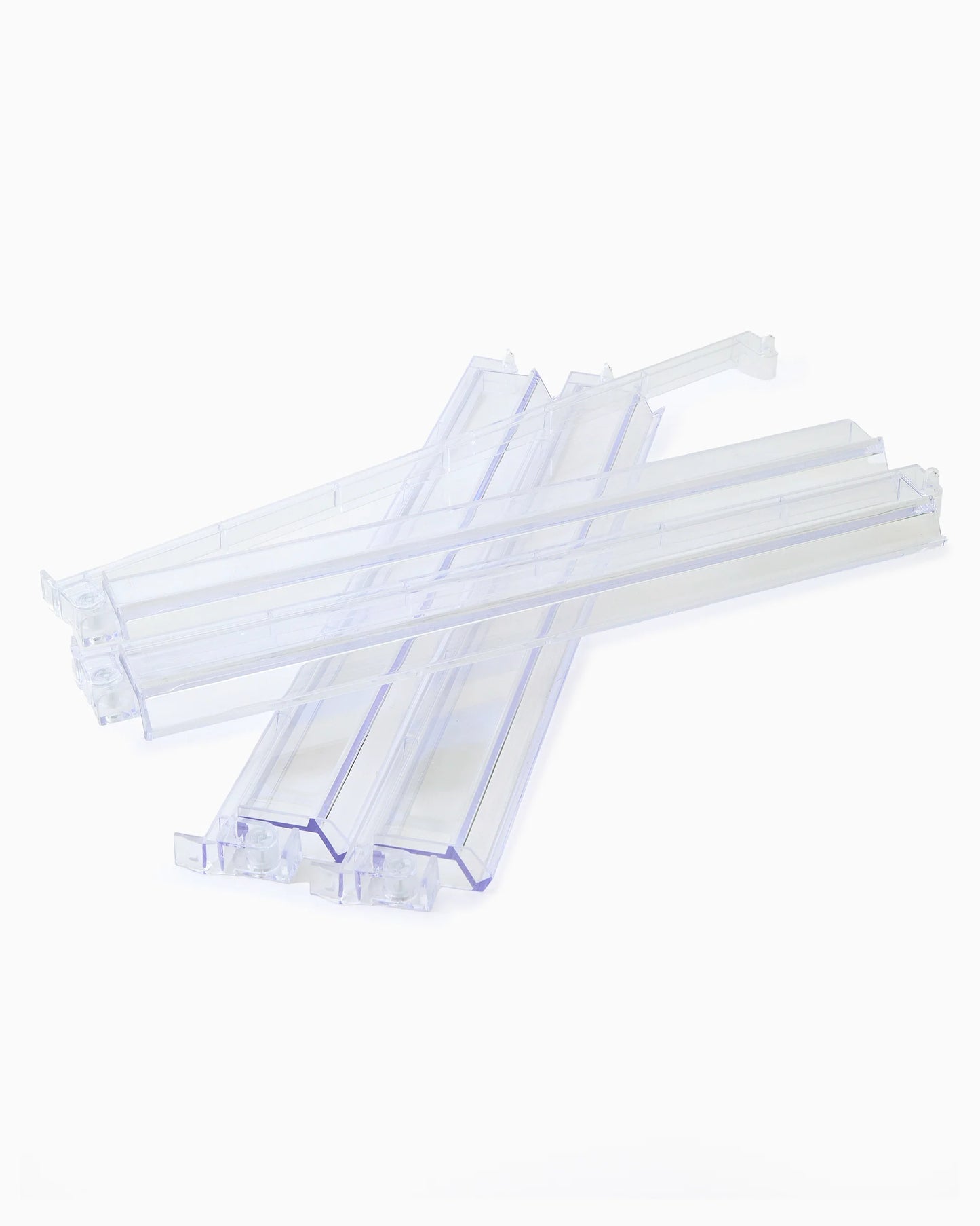 Set of five clear acrylic Mahjong racks with notched ends for pushers. Available in standard and jumbo sizes.