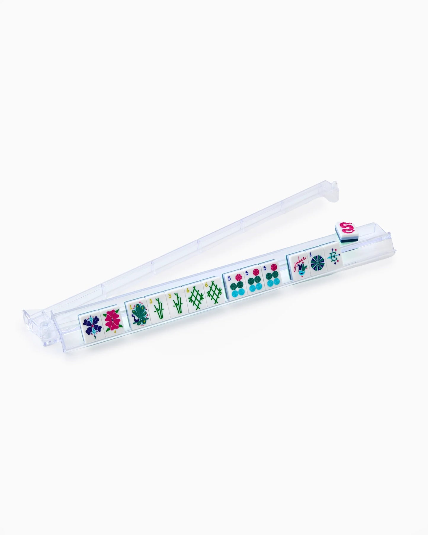 Clear Acrylic Rack & Pushers Set holds Mahjong tiles. Available sizes: standard and extended. For American Mahjong play.