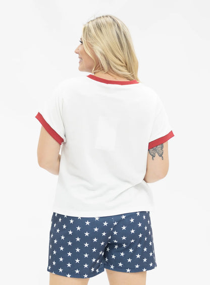 Sequin "USA" white top. Available sizes: S, M, L, XL.