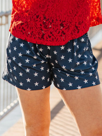Navy and White Star Shorts