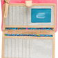 The Consuela Slim Wallet, Shine features 12 card slots (some sparkly), a small transparent ID window, and a blue-lined slot. Neon pink patent star glitter design exterior with "MAKE TODAY RIDICULOUSLY AWESOME!" inside. Sizes: Not specified.