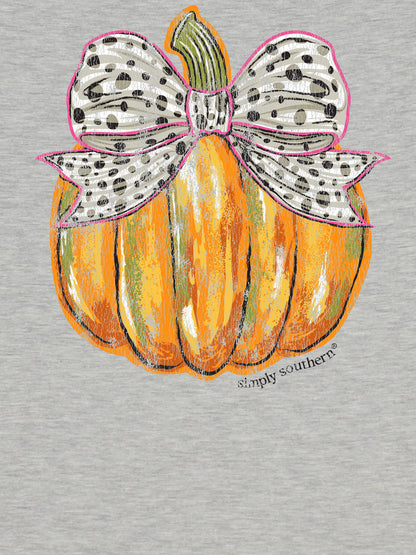 Polka Dot Bow Pumpkin Heather Gray T-Shirt