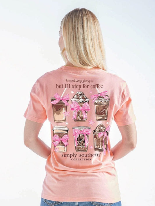 I'll Stop for Coffee Peach T-Shirt