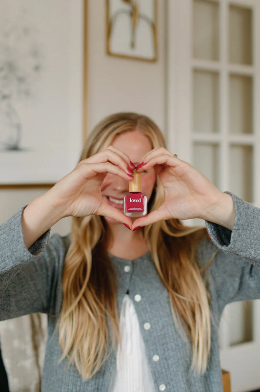 ‘loved’ rose red nail polish | reminder nail polish