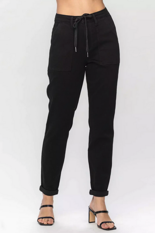 Judy Blue Jet Black Double Roll Cuff Jogger