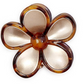 Shiny, five-petal flower claw clip with metallic gold petals and brown tortoise-print edges. Available in multiple sizes.