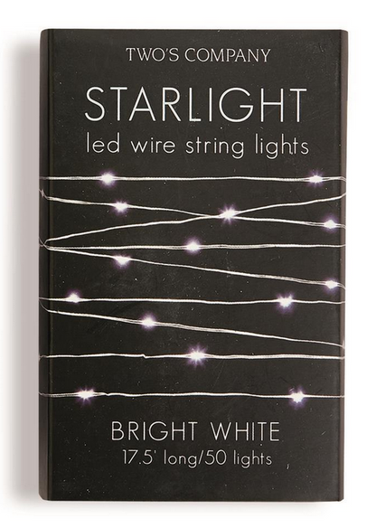 Starlight LED Wire String Lights in Gift Box. 17.5 feet long with 50 lights, emits bright warm glow. Perfect for creating starry night ambiance.