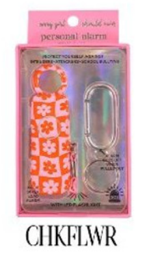 Simply Southern Personal Alarm Set:
- Includes keychain and alarm device
- Orange and white floral design
- Packaged in pink with transparent window
- Available sizes: One-size-fits-all