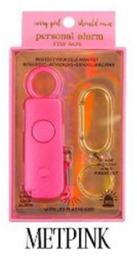 Simply Southern Personal Alarm in pink with keyring and cylindrical keychain attachment. Designed for self-defense and emergency use. Available size: One size fits all.