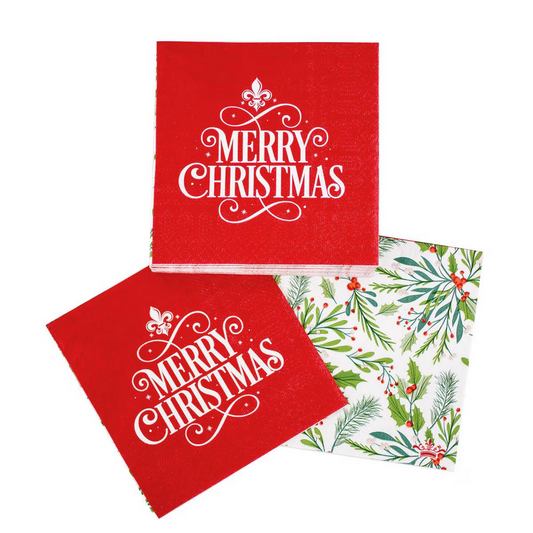 Fleur Merry Christmas Cocktail Napkins