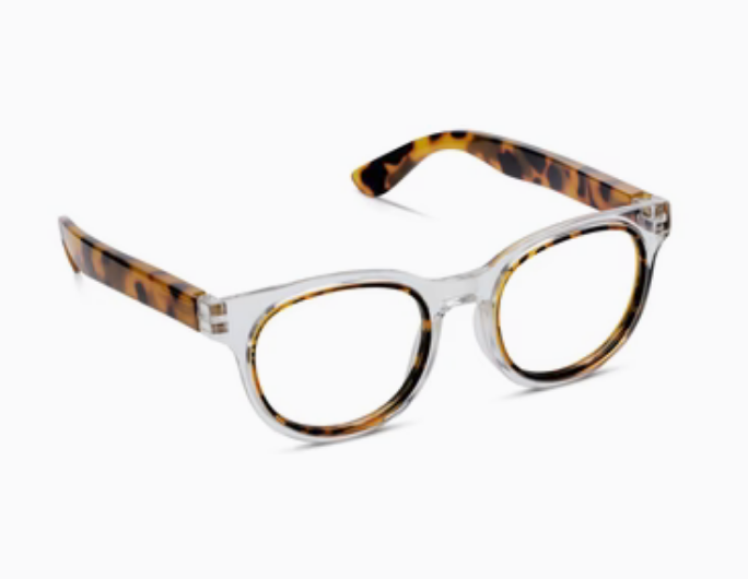 Peepers- Olympia eyeglasses feature clear frames and tortoiseshell-patterned temples. Available sizes: Medium