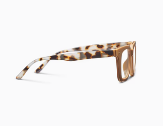 Peepers- Starlet glasses feature a tortoiseshell pattern with square frames and thick color-blocked temples. Available sizes: Standard.