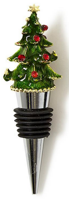 Jeweled Christmas Tree Bottle Stopper in Gift Box