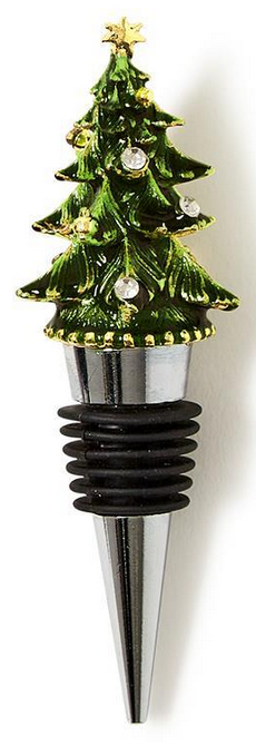 Jeweled Christmas Tree Bottle Stopper in Gift Box