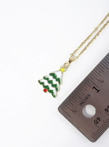 Stainless Steel Christmas Tree Pendant Necklace