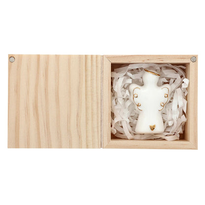 Ceramic Keepsake Figurine | Angel with Halo: small white ceramic angel with gold accents. Available sizes: small, medium, large.