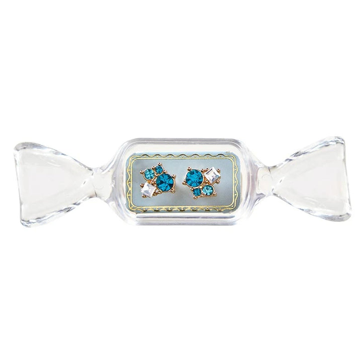 Sweet &amp; Sparkly Candy Dish Earrings: teal and clear crystal cluster studs.