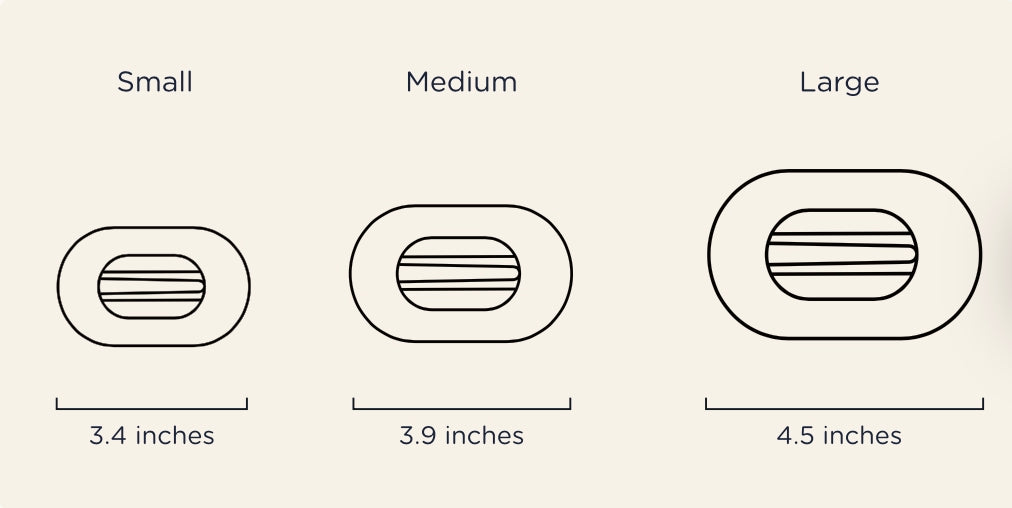TELETIES Flat Round Hair Clips feature a design with horizontal lines and are crafted from innovative materials. Available sizes: Small (3.4-inch), Medium (3.9-inch), Large (4.5-inch).