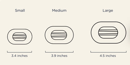 TELETIES Flat Round Hair Clips feature a design with horizontal lines and are crafted from innovative materials. Available sizes: Small (3.4-inch), Medium (3.9-inch), Large (4.5-inch).