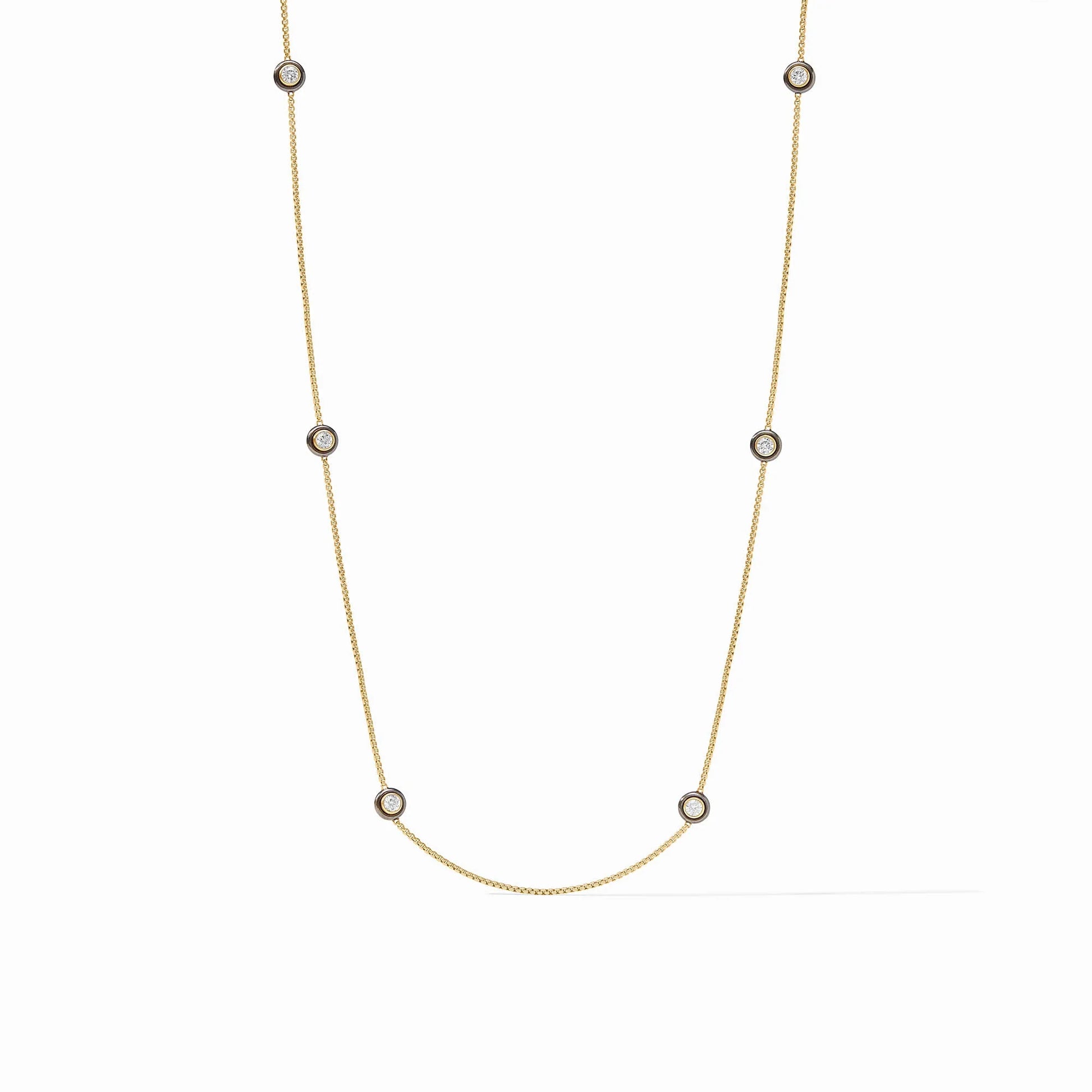 The Tribeca Station Necklace | Mixed Metal: gold-plated chain with round bezel-set stations. Available in 16" or 18" lengths.