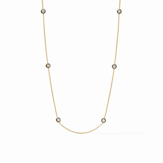 The Tribeca Station Necklace | Mixed Metal: gold-plated chain with round bezel-set stations. Available in 16" or 18" lengths.
