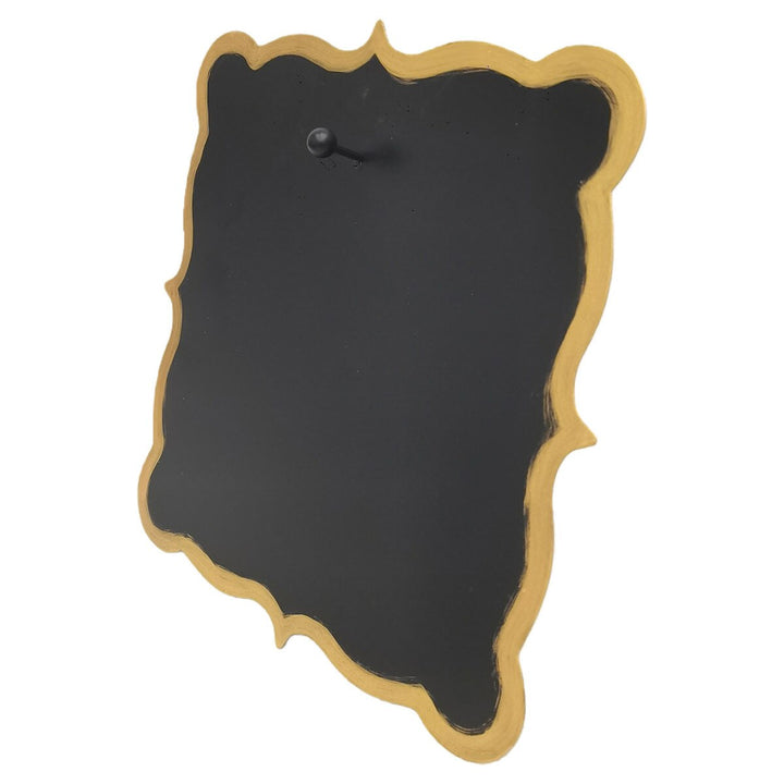 Black &amp; Gold Scallop Display Board, black rectangular board with scalloped gold-painted edge and center peg.