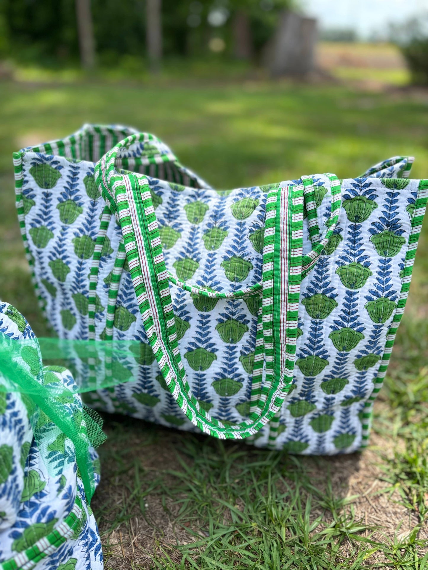 Green Blooms Tote Bag 