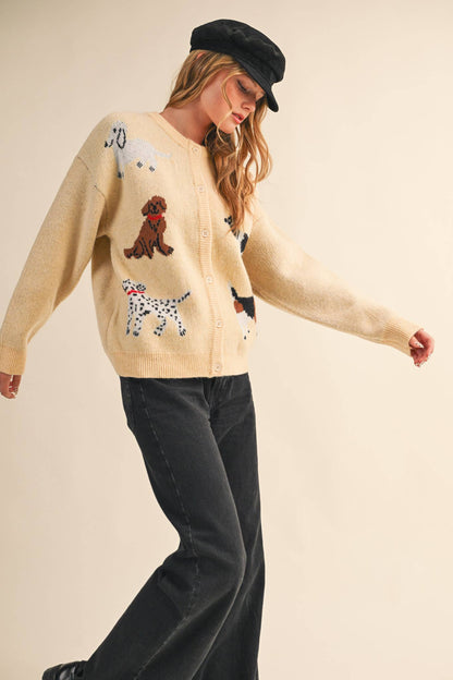 Knit Dog & Star Sweater Cardigan
