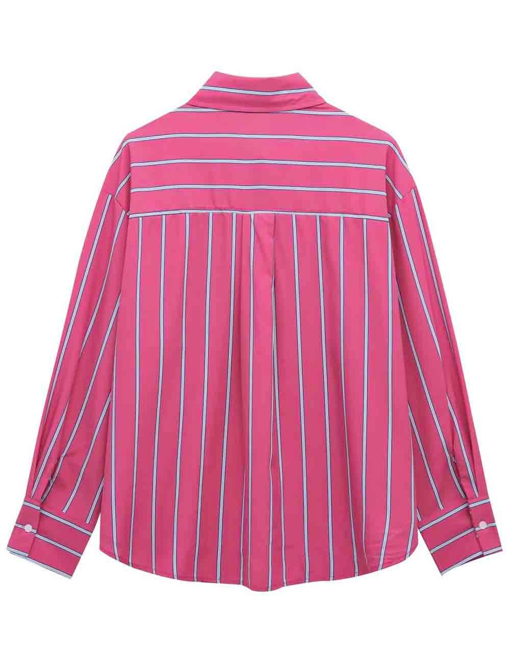 Ladies Pink Striped Button Down Shirt