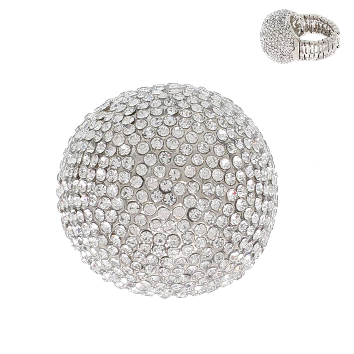 Crystal Rhinestone Disco Ball Stretch Ring: Royal Blue