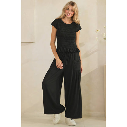 Boho Black Smocked Lounge Set