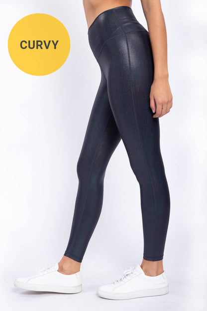 CURVY Iridescent Holo Foil High-Waisted Leggings