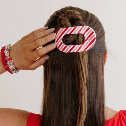 Flat Round Hair Clip | Candy Cane Crush