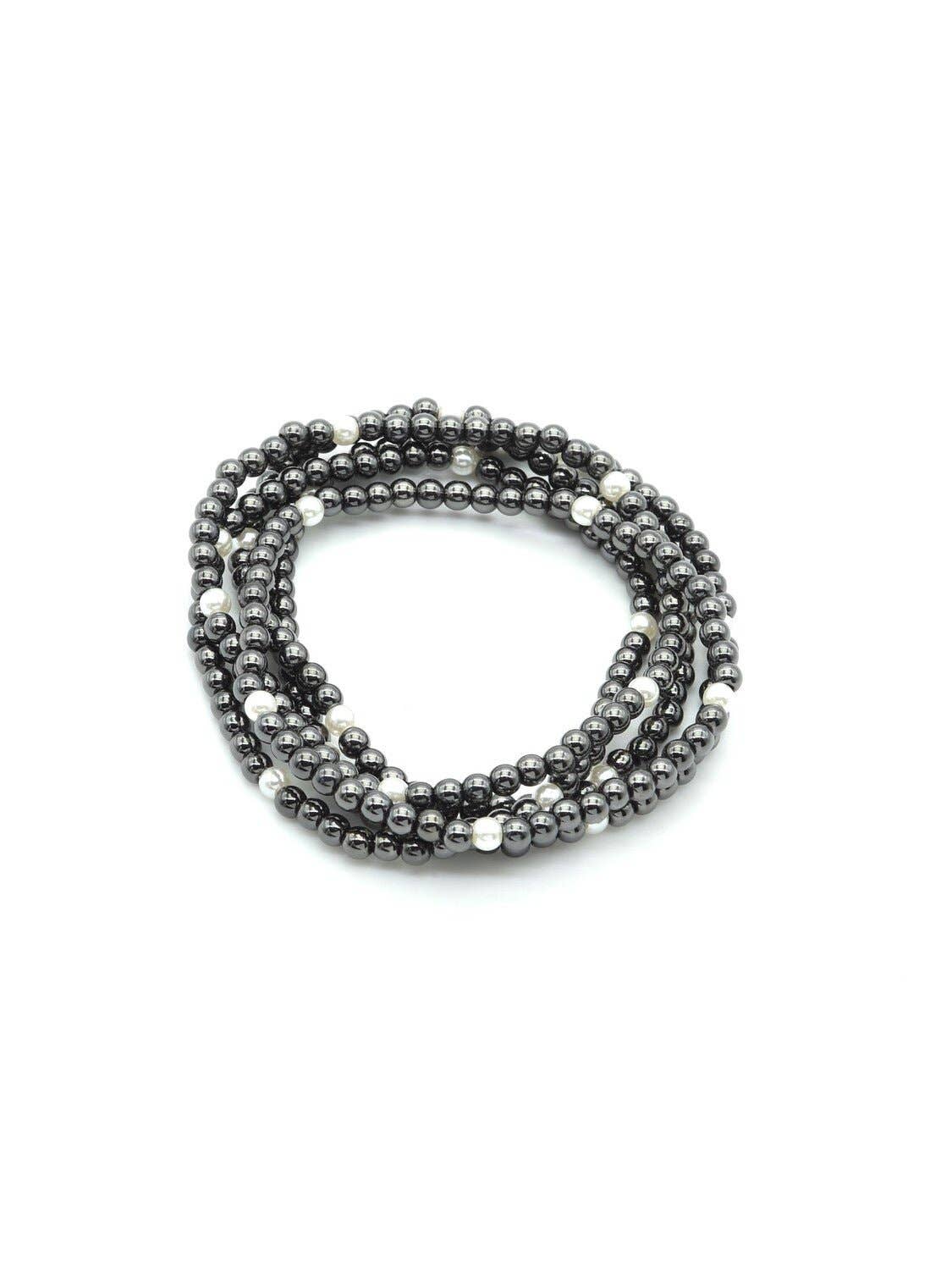 4mm CCB Pearl Stretch Bracelet Set