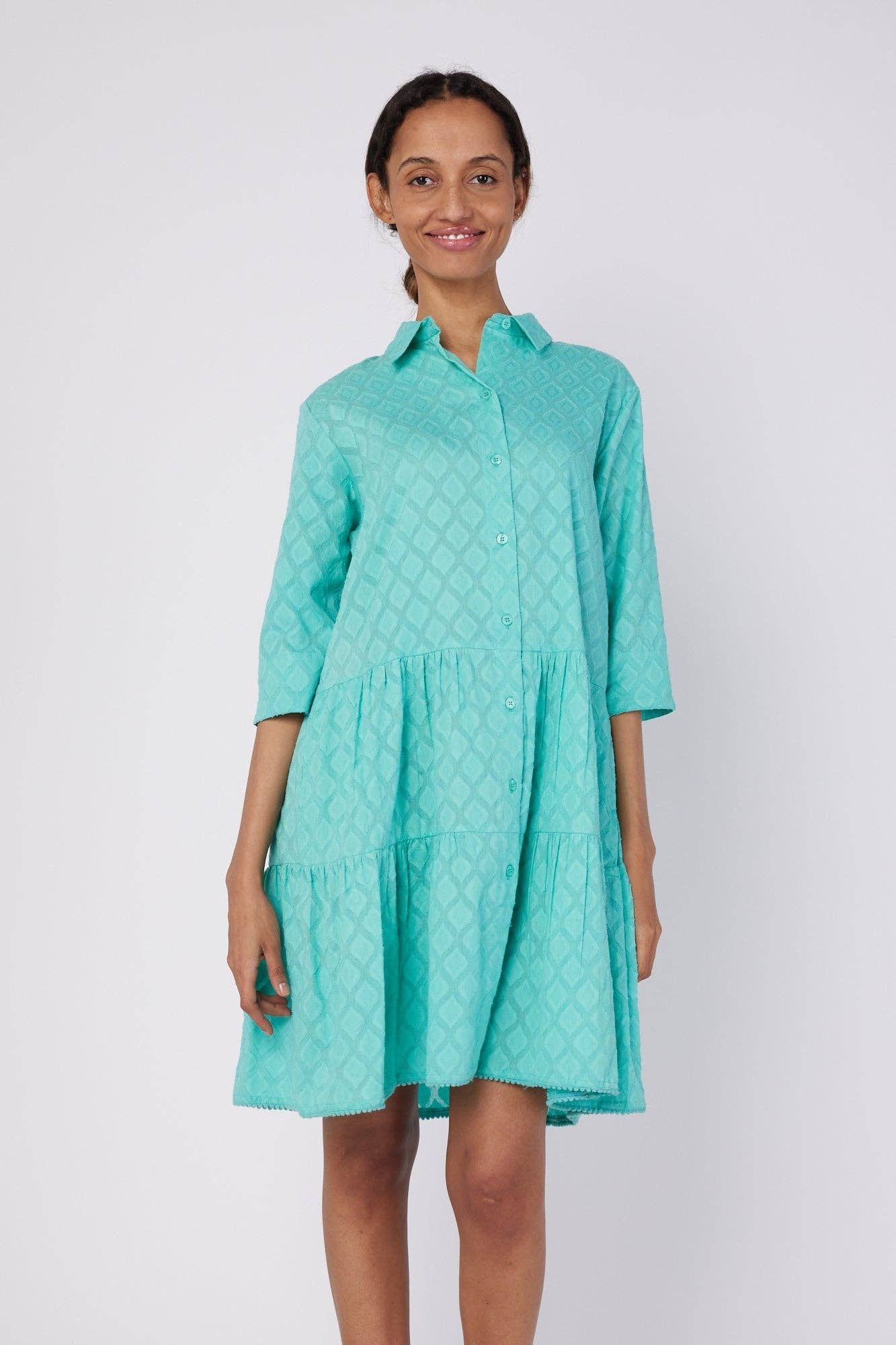 Alcee Turquoise Resort Wear Summer Shirt Dress