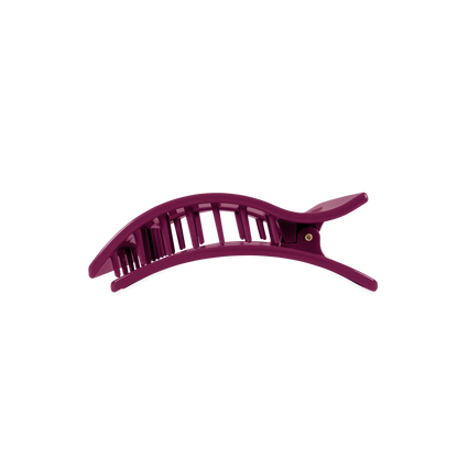 Mulberry Medium Flat Rectangle Hair Clip with a grid-like design and curved shape; available in medium size.