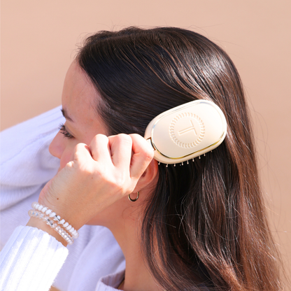 Mini Boar Brush | Tan with natural bristles, compact size. Available in small and standard sizes.