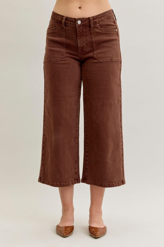 Judy Blue MR Crop Garment Dyed Utility Pocket Jeans