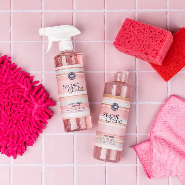 15.2 fluid ounce bottle of Sweet Grace Multi-Surface Cleaner with a spray nozzle.