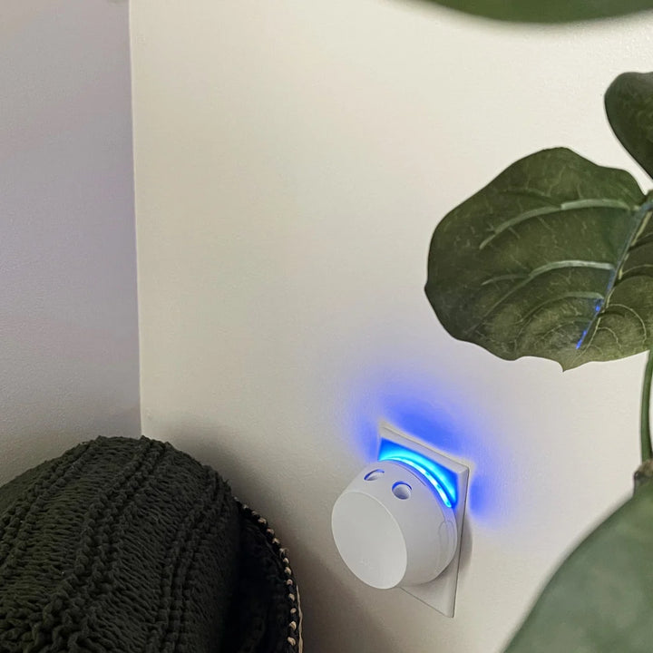 Round white PURA + Bridgewater Sweet Grace Lover’s Kit smart home diffuser wall plug-in.