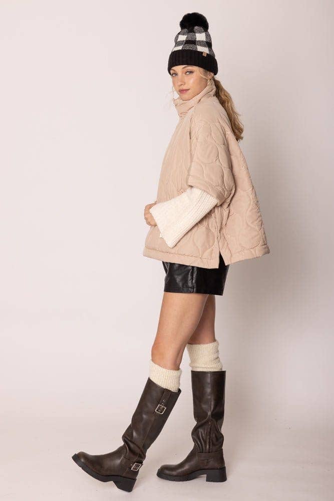 Quarter Zip Quilted Puffer Poncho