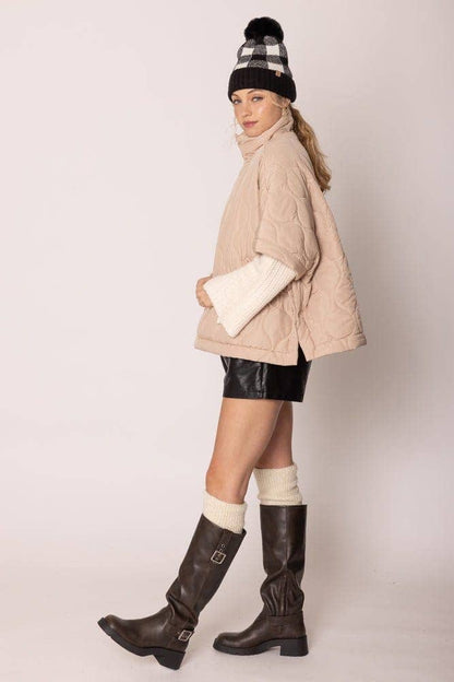 Quarter Zip Quilted Puffer Poncho