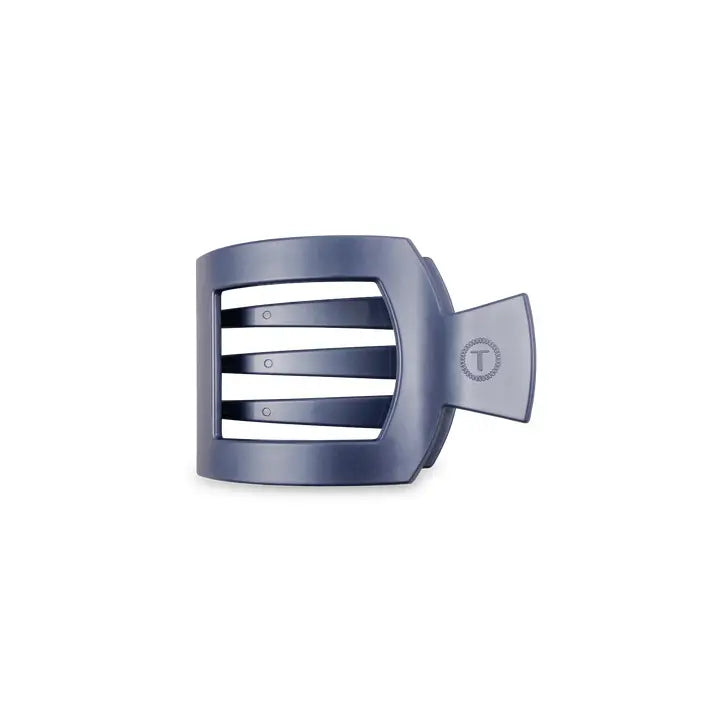 Gray TELETIES Square Flat Hair Clip with four horizontal slots; available in small, medium, and large sizes.