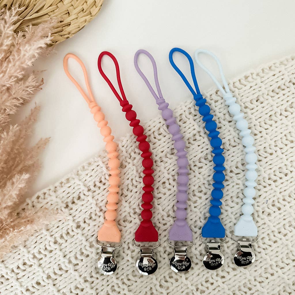 Sweetie Strap™ Silicone One-Piece Pacifier Clips: Hero Blue Beaded