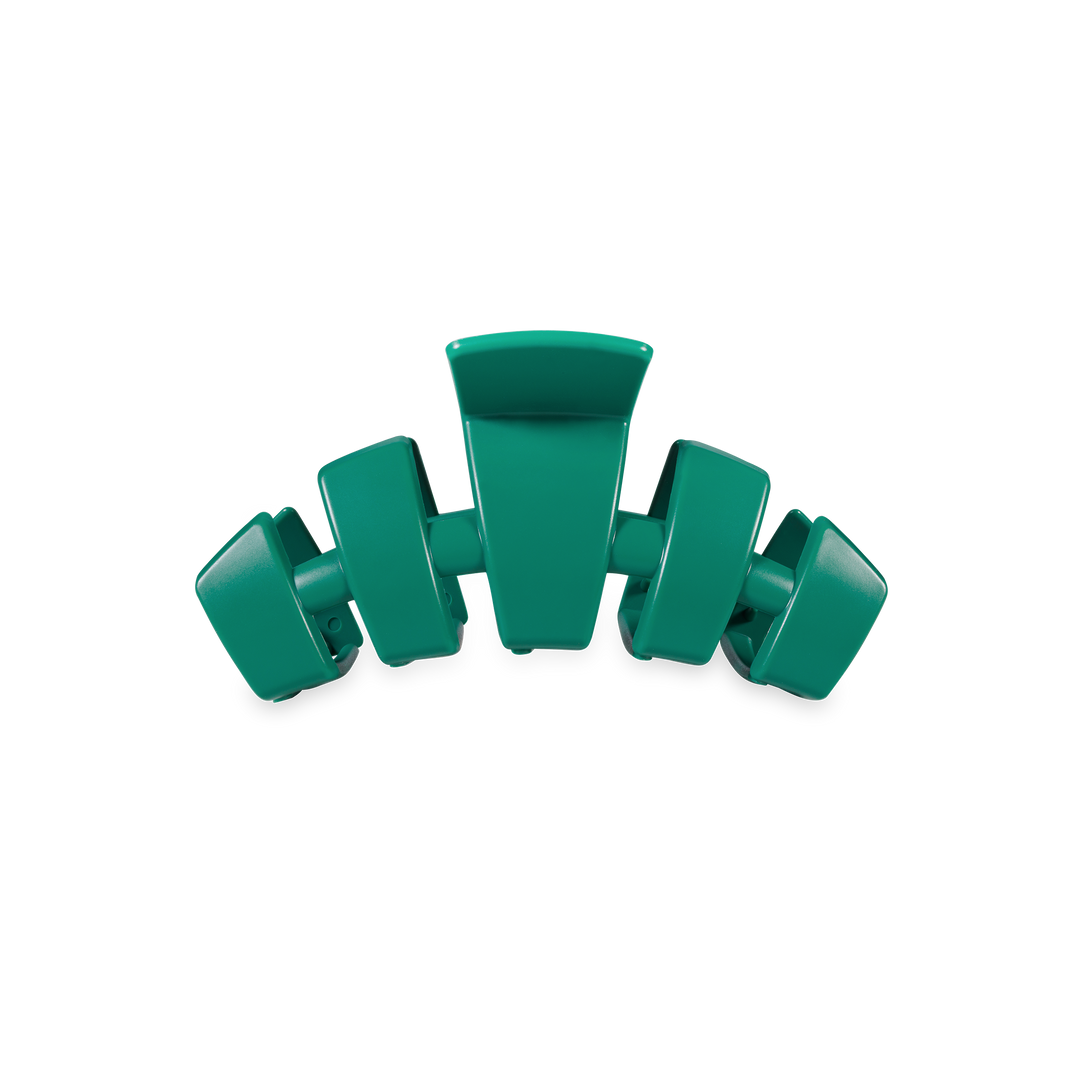 The Classic Hair Clip | Fir Real: matte green, durable, wide curved prongs, rectangular center. Available in standard sizes.